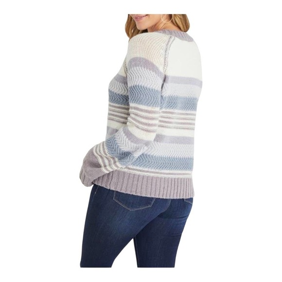 VICI oakwood striped wool blend crewneck raglan balloon knit sweater NWOT - Picture 7 of 8